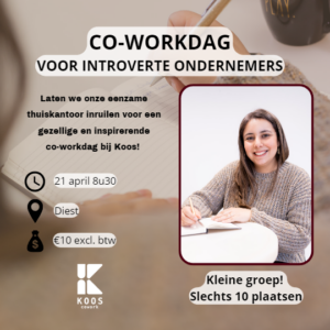 Co-workdag voor introverte ondernemers 21 april 2023